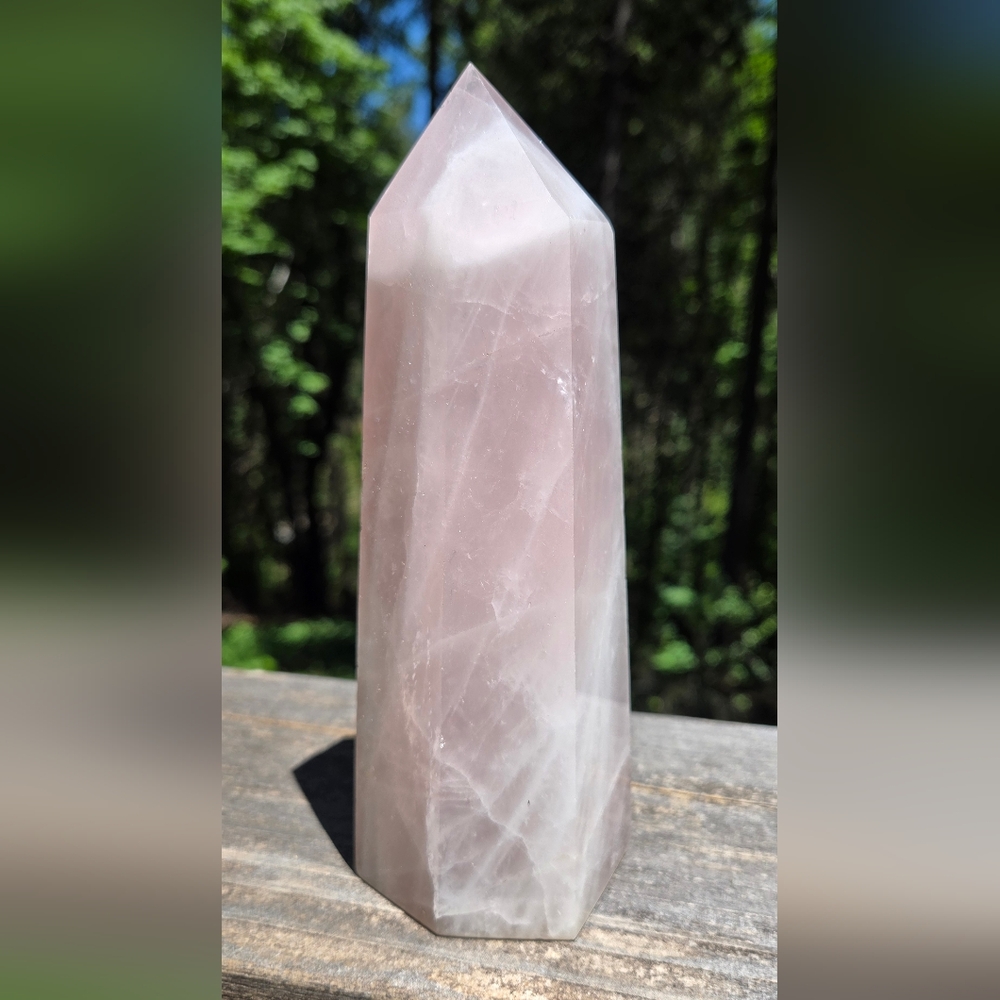 Rose Quartz Natural Crystal 7" Pillar Point - Picture 7 of 9